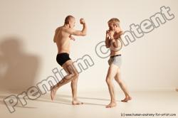 Underwear Martial art Man - Man White Moving poses Slim Short Blond Dynamic poses Academic